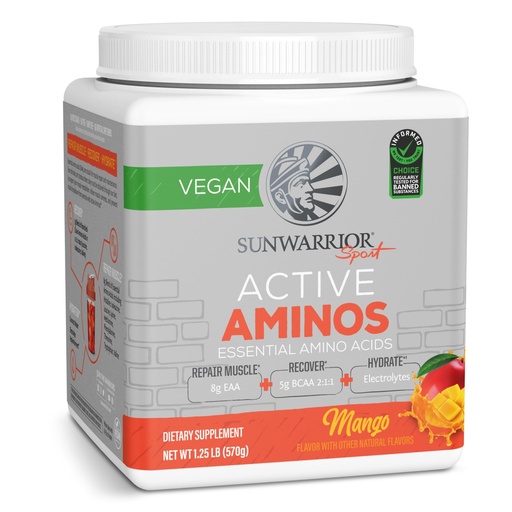 [BRSROHQLBMPGCAYU] Sunwarrior Amino Acids Amino Energy Powder Essential Amino Acids EAA & BCAA | Muscle Repair Hydration & Recovery | Promote Wellness Strength & Endurance | Mango Flavor | 30 Servings | Active Aminos