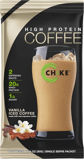 [BRSWGEI5OQPBSH37] CHI Vanilla גבוה חלבון Iced קפה, 20 G חלבון, 2 Shots Espresso, 1 G סוכר, Keto Friendly וגלוטן חינם, 12 מנות יחיד