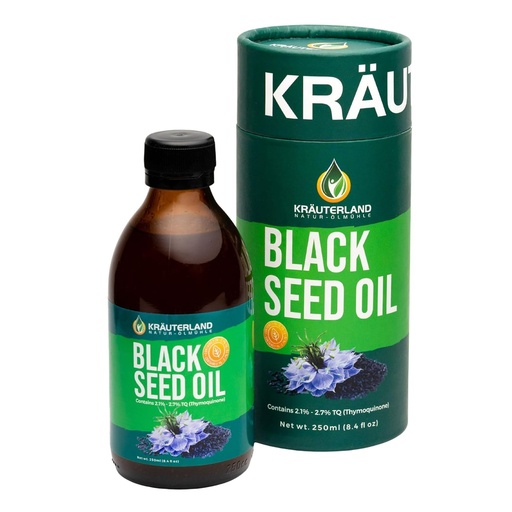 [BRSROYAKB4ARAFDV] Kraeuterland - yeni bükülme kilit - sızdırılmadı - Doğal Siyah Tohum Yağı Sıvı 8.4 fl oz, Nigella Sativa Tohum Petrol, Yüksek Senmoquinone, Cold Pressed, Vegan, Gluten Free