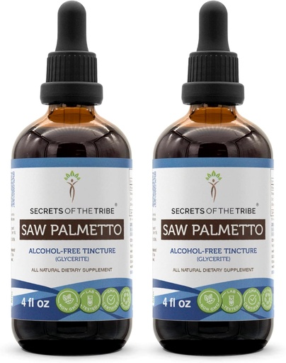 [BRSWGEAEAQFAGFI3] Saw Palmetto Tincture Bezspirta šķidruma ekstrakts, Saw Palmetto (Serenoa Repens) žāvēts ogu (2x4 FL OZ)