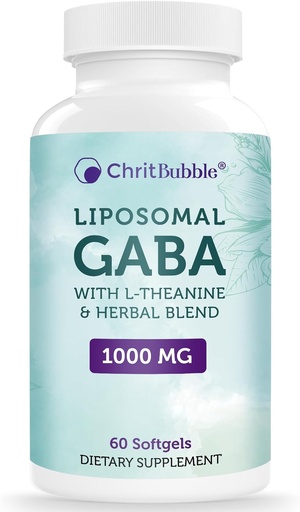 [BRSW2CQCAANBSYLP] Liposomal GABA Supplements 1000mg with L-Theanine 200mg,High Absorption,Ashwagandha,Chamomile,Tart Cherry Herbal Supplement for Adults,60 Softgels,Non-GMO,Gluten Free