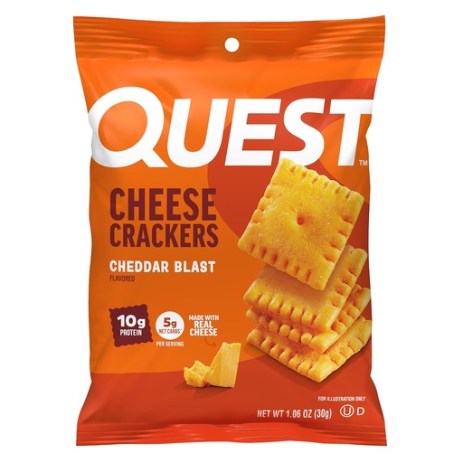 [BRSRMZYEOYIBMYDK] Quest Nutrition Cheese Crackers, Cheddar Blast, 10g Protein, 5g Net Carbs, 1g Zucker, Hergestellt mit Real Cheese, 12 Packungen (1.06 Unze Taschen)