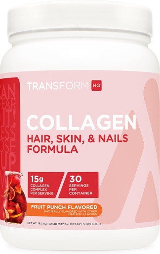 [BRSRA2QKCUPAEET6] TransformHQ Beauty Collagen (30 Servings) Fruit Punch - Hair, Skin, & Nails Formula