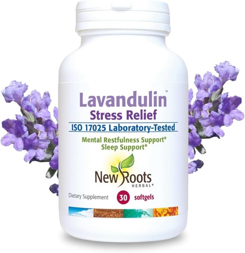 [BRSRMYIZCVYWGFL3] New Roots Lavandulin | Lavender Supplement | Organic Lavender & Vitamin E | Calm Stress & Support Sleep (30 Softgels)