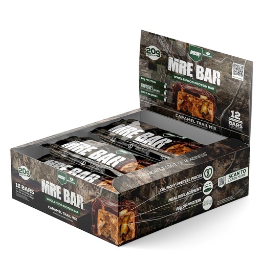 [BRSROHD7BEFAICL6] REDCON1 x Mossy Oak MRE Protein Bar, Caramel Trail Mix - 20g of Whole Food Protein + MCT Oil - Easily Digestible, Macro Balanced Low Sugar Meal Replacement Bar (12 Bars)