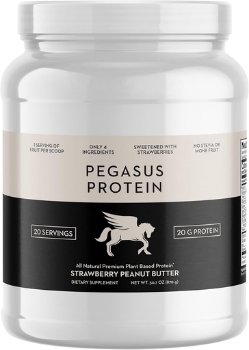 [BRSROHQLDF7BSETG] Only 4 Ingredients - No Stevia, No Monk Fruit, No Artificial Sweeteners - Strawberry Peanut Butter Protein Powder, All Natural, Sweetened with Berries (20g of Protein, 20 Servings)