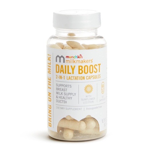 [BRSRMGAPB55BMCL3] Munchkin® Milkmakers® Daily Boost 2-in-1 Lactation Supplements for Breastfeeding, Nursing & Pumping Moms - Fenugreek Free, 60 Capsules