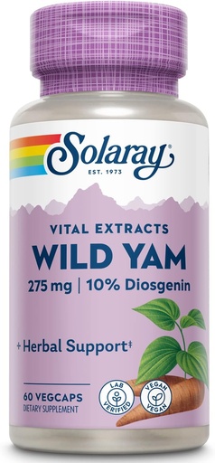 [BRSWIYQZBQPGG23G] SOLARAY Guaranteed Potency Wild Yam Root Extract Root Extract, Veg Cap (Btl-Plastic) 275mg | 60ct