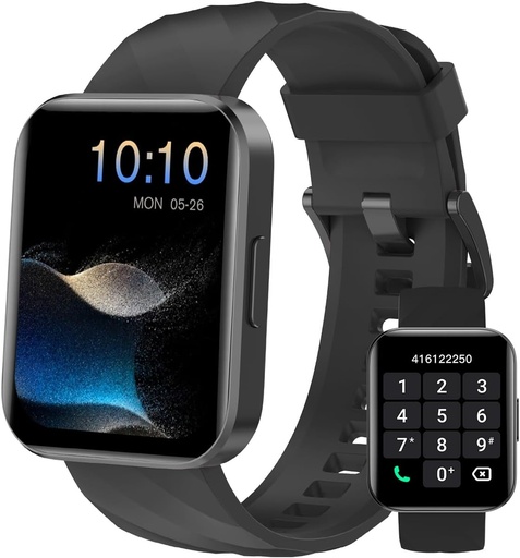 [BRSROAI2OYPGOE35] Smart Watch (Answer/Make Calls), 1.85" Smart Watches for Men Women Digital Watch Fitness Tracker with 100+ Sport Modes Heart Rate Monitor for iOS Android Phones Waterproof Black