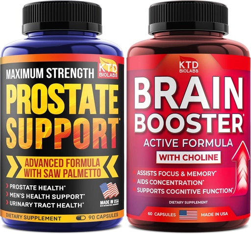 [BRSRM236CANQYCLJ] Prostate Support for Men & Nootropic Brain Support Supplement - Made in USA - Saw Palmetto Capsules - Bacopa Monnieri & DMAE Supplement