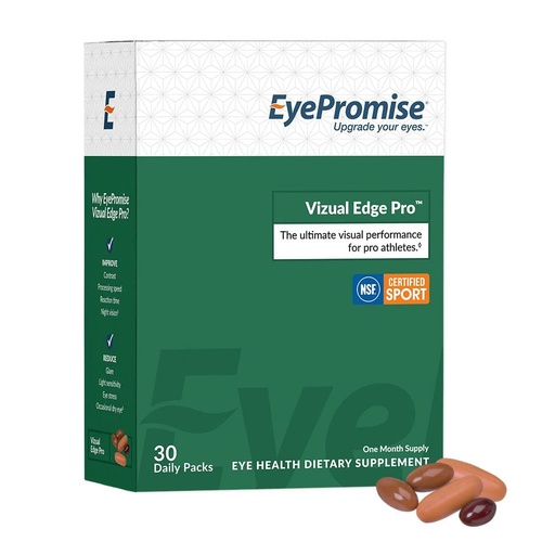 [BRSW2AQOCIDRS3DX] EyePromise Vizual Edge Pro Supplement - 30 Single-Serving Pill Packets, 30-Day Supply - Visual Performance Eye Vitamin with 26mg Zeaxanthin & 8mg Lutein for Vision Quality & Clarity