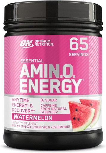 [BRSWIFIQOYGGOYDU] Optimum Nutrition Amino Energi - Før trening med grønn te, BCAA, Aminosyrer, Ketovennlig, Grønn Kaffeekstrakt, Energipulver - Vannmelon, 65 Servering (Packing May Vary)