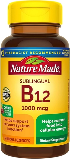 [BRSWKYQ3CB5QCF3C] Nature Made Sublingual Vitamin B12 1000 mcg Micro-Lozenges, 50 Count for Metabolic Health