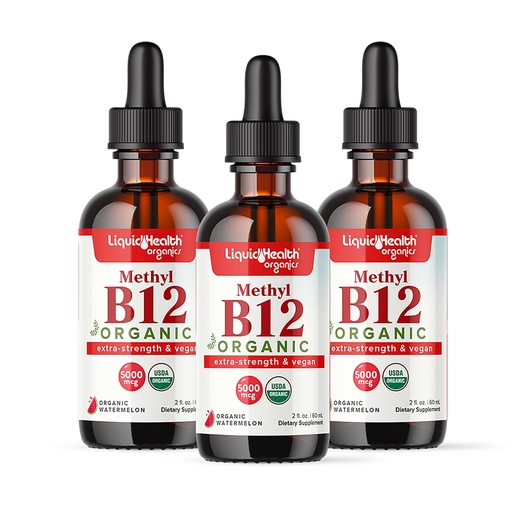 [BRSROCQOCN5BAF3Z] LIQUIDHEALTH USDA Organic Methyl Vitamin B12 Methylcobalamin Liquid Drops with Tart Cherry Juice - Boost Energy, Immune Support, Improve Memory & Concentration - USA Made, Vegan, Non-GMO (3 Pack)