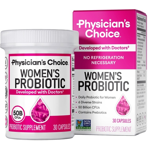 [BRSWGEDRAENBGCLB] Physician's CHOICE Probiotics for Women - PH Balance, Digestive, UT, & Feminine Health - 50 Billion CFU - 6 Unique Strains for Her - Organic Prebiotics, Cranberry Extract+ - Women Probiotic - 30 CT