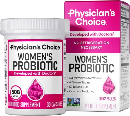 [BRSWGEDRAENBGCLB] Physician's CHOICE Probiotics for Women - PH Balance, Digestive, UT, & Feminine Health - 50 Billion CFU - 6 Unique Strains for Her - Organic Prebiotics, Cranberry Extract+ - Women Probiotic - 30 CT