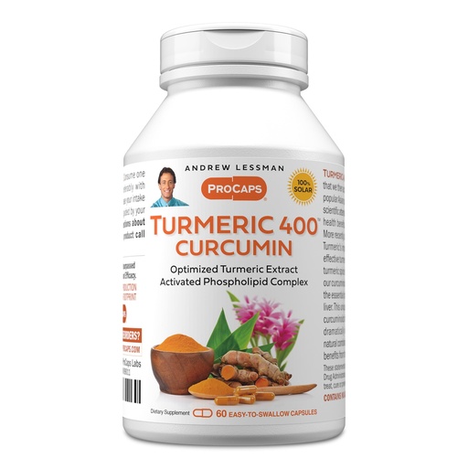 [BRSWGBAPPIHQ2GY4] ANDREW LESSMAN Turmeric 400mg - 60 Capsules - 95% Curcuminoids as Phospholipid Complex for Optimum Benefits and Absorption, High Potency Standardized Extract, Small Easy to Swallow Capsules
