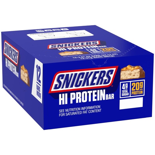 [BRSROAAPPMCRGYDB] SNICKERS Peanut & Caramel Hi Protein Bar, 24.12 oz, 12 ct Box