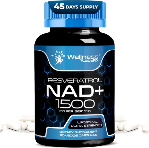 [BRSROZQDCEDW2YLD] WELLNESS LABSRX NAD Supplement, 1500mg - USA Made Liposomal NAD+ Supplement with Resveratrol, NAD Plus Boosting - Support Cellular Health, Stamina & Healthy Aging - Ultra Strength Capsules