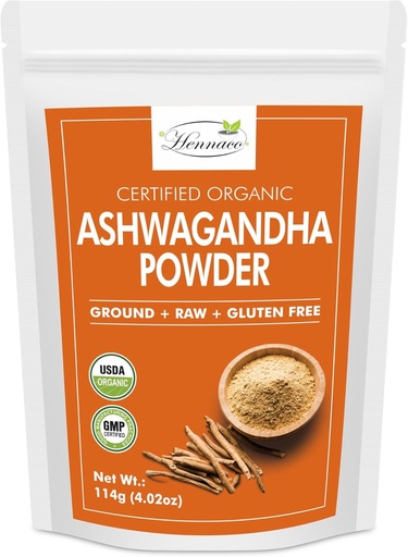 [BRSROADYOACAA2AZ] Organic Ashwagandha Powder| Resealable Zip Lock Pouch| Withania Somnifera from India| USDA Organic| Non-GMO| Pure & Natural Herbal Ashwagandha Powder| 114 Grams (4 OZ)