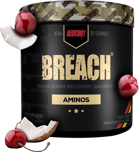 [BRSWYFDRCMGWECLF] REDCON1 Breach BCAAs, Tiger's Blood - Keto Friendly + Sugar Free Essential Amino Acids for Recovery - Contains BCAAs L-Leucine, L-Isoleucine & L-Valine (30 Servings)