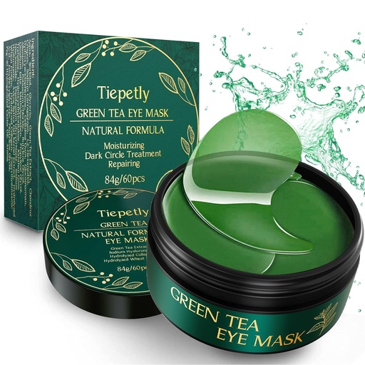 [BRSRMADROBYRE2TU] Tiepetly Under Eye Masks with Collagen, Green Tea Eye Patches for Dark Circles and Puffiness, Hydrating, Anti Wrinkle, 60 pcs