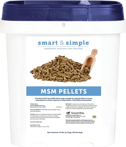 [BRSWI2Y5BV7RE332] Smart & Simple MSM Pellets | Helps Manage Effects of Stress | Horse Supplement Aids in Cellular and Tissue Strengthening | 56 Servings | 2.4 lb Bucket