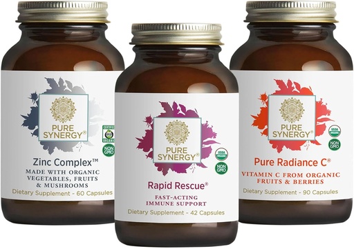[BRSROAY3DMGRAD36] PURE SYNERGY Immediate Immune Support Bundle | Organic Vitamin C Supplement | Zinc Supplement Made with Whole Foods | Rapid Herbal Formula with Echinacea Extract | Non-GMO and Organic Ingredients