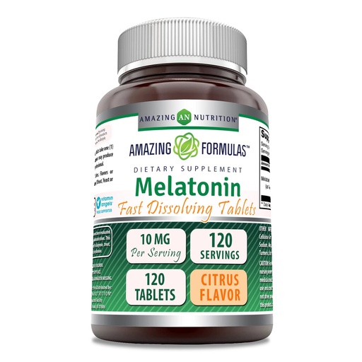 [BRSWGHDRAUHAIAY6] Amazing Formulas Melatonin 10 Mg | Fast Dissolving Tablets Supplement | Non-GMO | Gluten-Free | Made in USA (Citrus | 120 Count)
