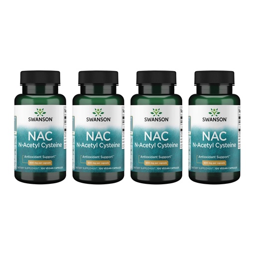 [BRSWGFA3DEMG23LB] Swanson NAC N-Acetyl Cysteine Liver Health and Antioxidant Supplement for Adults Seeking Detox and Free Radical Support - 600 mg (100 Vegan Capsules, 4 Pack)