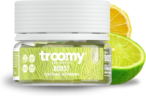 [BRSRAZYDAR5AA3LA] Troomy Boost Cordyceps All Natural Mushroom Gummies - Supports Active Lifestyle & Hyper Focus - Lemon Lime - 30 Count
