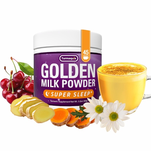[BRSWYYYFAR7WKET2] Turmaquik 3.2 Ounce Organic Golden Moon Milk Powder - Super Sleep Blend with Melatonin, Valerian, Chamomile, Lemon Balm, Turmeric, Ginger, Black Pepper, Curcumin, Cinnamon, and Cardamom
