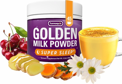 [BRSWYYYFAR7WKET2] Turmaquik 3.2 Ounce Organic Golden Moon Milk Powder - Super Sleep Blend with Melatonin, Valerian, Chamomile, Lemon Balm, Turmeric, Ginger, Black Pepper, Curcumin, Cinnamon, and Cardamom