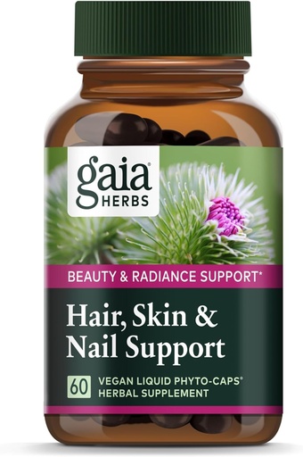 [BRSWIYL7C4ARSYLM] Gaia Herbs Hair, Skin & Nail Support - Helps Promote Healthy Skin, Hair Growth & Nail Growth - with Horsetail, Alfalfa, Burdock, Gotu Kola & Nettle - 60 Vegan Liquid Phyto-Capsules (15-Day Supply)