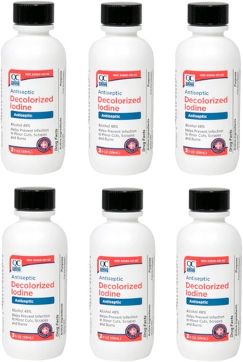 [BRSRMHAFCAHBECIZ] Quality Choice Antiseptic Decolorized Iodine 2 Fl. Oz. - 6 Pack