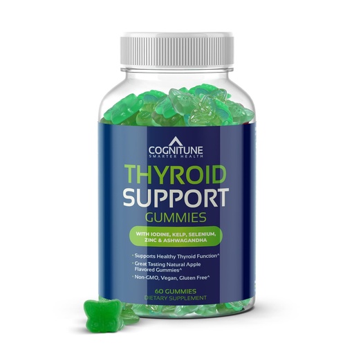 [BRSRAEAHOYFAE2DA] CogniTune Thyroid Support Gummies - Complete Formula for Women and Men with Iodine and Ashwagandha - Natural Energy and Metabolism Support for Hypothyroidism