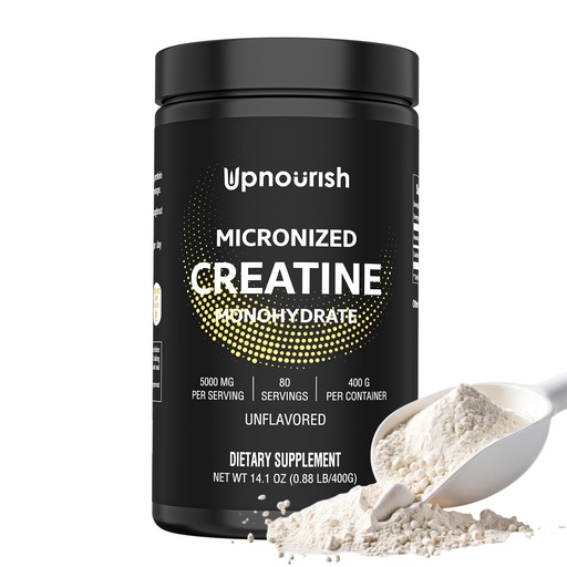 [BRSRMFT6O5YG2FLV] UpNourish Micronized Creatine Monohydrate Powder 400 G - Unflavored Vegan for Pre Workout, Muscle Building Pure Women and Men Instantized Supplement, 80 Servings 14.1096 Ounce