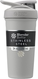 BlenderBottle Sport Insulated Stainless Steel Shaker Bottle with Wire Whisk, 24-Ounce, Grey – Protein Shakes & Hydration for Athletes & Fitness Enthusiasts, Easy Mixing, Keeps Drinks Cold, Lockable Lid