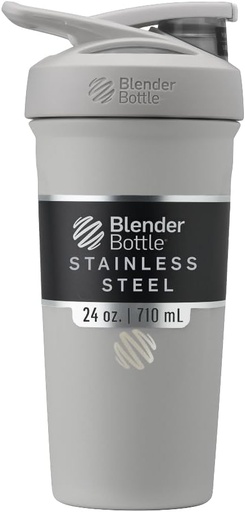 [BRSW2EALAUNRSFY7] BlenderBottle Sport in acciaio inox isolato Shaker Bottiglia con filo Whisk, 24-Ounce, grigio – Protein Shakes & Hydration per atleti e fitness Enthusiasts, Easy Mixing, mantiene le bevande freddo, Lockable Lid