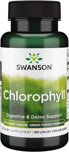 [BRSWIZQZAQFGKHAV] Swanson Chlorophyll - Green Foods Formula Supporting The Body's Natural Cleansing & Deodorizing Process - Promotes Gut Health Support - (90 Liquid Veggie Capsules, 50mg Each)