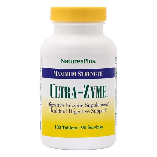 [BRSWIYT3PMDWMA3G] NaturesPlus Ultra-Zyme - 180 Tablets - Maximum Strength Digestive Enzyme Supplement - 90 Servings