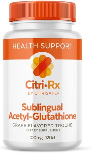 [BRSWYEAOAF5GGFLD] CitriRx Sublingual Acetyl Glutathione 100mg, 120 ct Lozenges - 4 Mos Supply - Grape Flavor - Made in USA