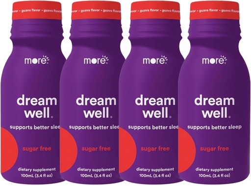 [BRSRAYYNBMIQMYD3] More Labs Dream Well Holistic Sleep Shot Drink 4 Pack | Non-Habit Forming | Lemon Balm, Melatonin and Glycine | Sleep Support Solution
