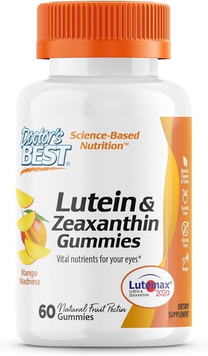 [BRSWGA37BMOWOCDK] Doctor's BEST Lutein Gummies with Lutemax 2020, 60 Ct, Chewable Natural Eye Support Supplement, Marigold Lutein, Zeaxanthin, Eye Health & Macular Support, Non-GMO, Natural Fruit Pectin, Vegan