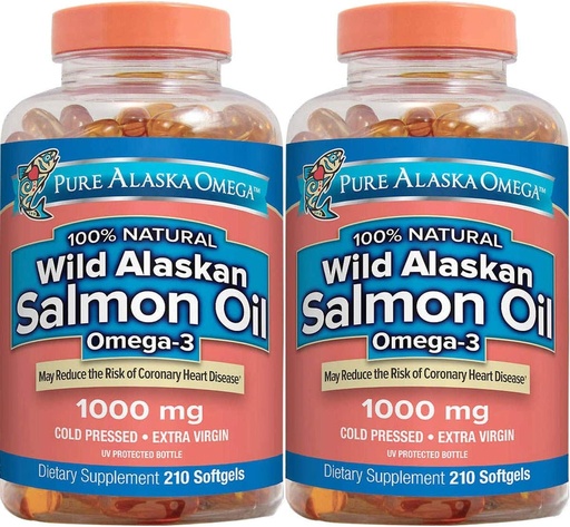 [BRSWGFIFOAAWMEIY] Pure Aļaskas omega 3 Savvaļas Aļaskas lašu eļļa 1000mg Softgels 2 iepakojumi (210-Count katrs)