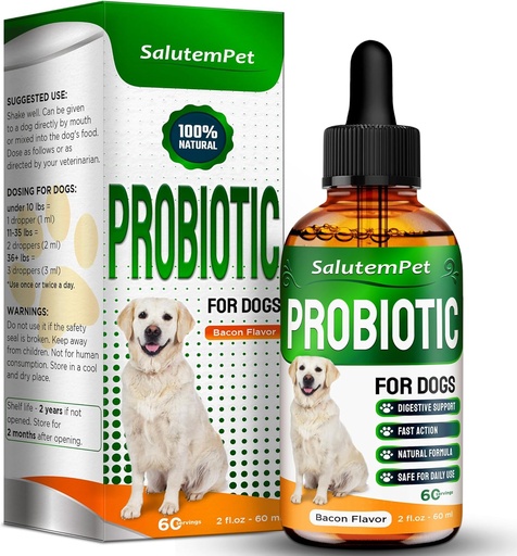 [BRSROBA2AV5R6CI3] Köpekler için Probiyotikler | Köpekler ve Puppiler için Sıvı Probiyotikler | Prebiyotik & Digestive Enzymes | Gut Flora Desteği ve Digestive Care | Bacon Taste | 2 Oz Oz