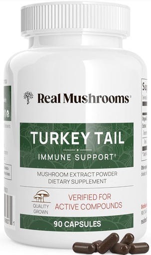 [BRSWGFT2BN7RY33U] Real Mushrooms Turkey Tail Capsules – Organic Mushroom Extract for Wellness & Daily Rhythm – Vegan, Non-GMO, No Fillers Turkey Tail Extract – 90 Count Mushroom Supplement