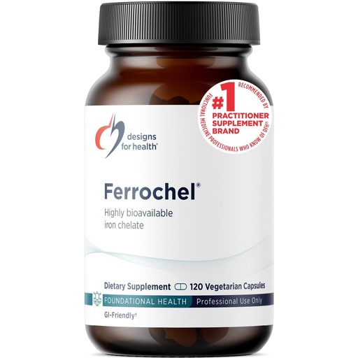 [BRSWIYQPAQPBMEIZ] Designs for Health Iron – Vital for Energy Production, Immune & Brain Health, High Absorption Ferrochel Chelated Iron for Women & Men as Ferrous Bisglycinate Chelate – Pregnancy Safe (120 Vegan Caps)
