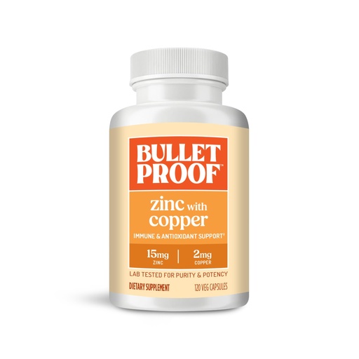 [BRSWYCQYDMMBG3I2] Bulletproof Zinc with Copper Capsules, 120 Count, Minerals and Antioxidant Supplement for Immunity and Mood
