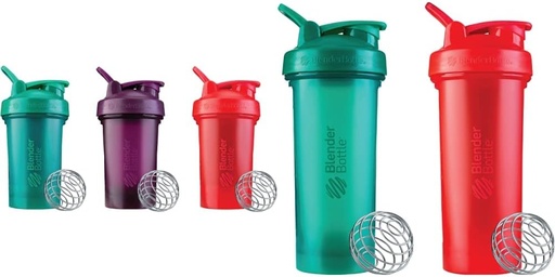 [BRSRMBAFOQFWGCY6] BlenderBottle Classic V2 20-Ounce Shaker Pudele, 3 Iepakojums: Sarkans, Zaļš, un Plum & Classic V2 Shaker Pudele Perfekta Olbaltumvielām Shakes un Pre Workout, 28-Ounce (2 Pack), Red, Green